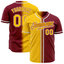 Laden Sie das Bild in den Galerie-Viewer, Custom Crimson Yellow-White Authentic Gradient Fashion Baseball Jersey

