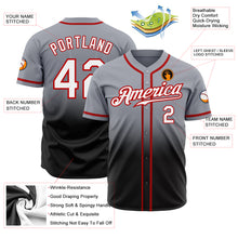 Load image into Gallery viewer, Custom Gray White Black-Red Authentic Fade Fashion Baseball Jersey
