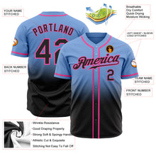Laden Sie das Bild in den Galerie-Viewer, Custom Light Blue Black-Pink Authentic Fade Fashion Baseball Jersey
