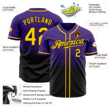 Load image into Gallery viewer, Custom Purple Gold-Black Authentic Fade Fashion Baseball Jersey
