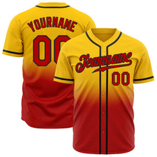 Laden Sie das Bild in den Galerie-Viewer, Custom Yellow Red-Black Authentic Fade Fashion Baseball Jersey
