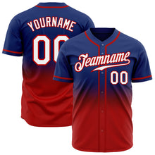 Laden Sie das Bild in den Galerie-Viewer, Custom Royal White-Red Authentic Fade Fashion Baseball Jersey
