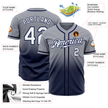 Load image into Gallery viewer, Custom Gray White-Navy Authentic Fade Fashion Baseball Jersey
