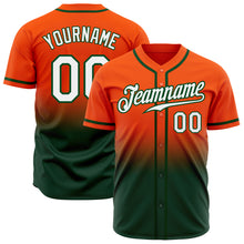 Load image into Gallery viewer, Custom Orange White-Green Authentic Fade Fashion Baseball Jersey
