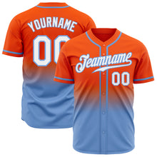 Laden Sie das Bild in den Galerie-Viewer, Custom Orange White-Light Blue Authentic Fade Fashion Baseball Jersey

