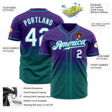 Laden Sie das Bild in den Galerie-Viewer, Custom Purple White-Teal Authentic Fade Fashion Baseball Jersey

