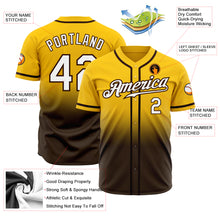Load image into Gallery viewer, Custom Yellow White-Brown Authentic Fade Fashion Baseball Jersey
