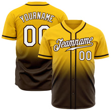 Laden Sie das Bild in den Galerie-Viewer, Custom Yellow White-Brown Authentic Fade Fashion Baseball Jersey
