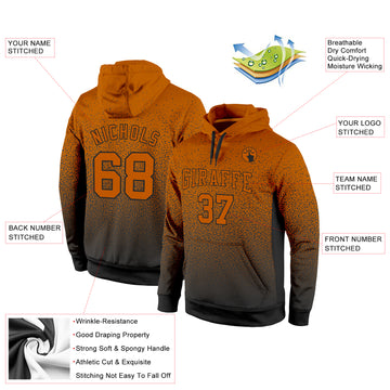 Custom Stitched Texas Orange Texas Orange-Black Fade Fashion Sports Pullover Sweatshirt Hoodie
