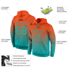 Laden Sie das Bild in den Galerie-Viewer, Custom Stitched Orange Aqua Fade Fashion Sports Pullover Sweatshirt Hoodie
