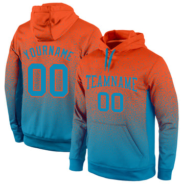 Custom Stitched Orange Panther Blue Fade Fashion Sports Pullover Sweatshirt Hoodie