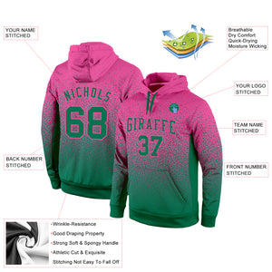 Custom Stitched Pink Kelly Green Fade Fashion Sports Pullover Sweatshirt Hoodie