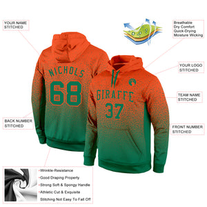 Custom Stitched Orange Kelly Green Fade Fashion Sports Pullover Sweatshirt Hoodie