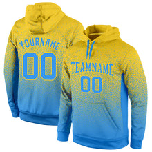 Load image into Gallery viewer, Custom Stitched Gold Powder Blue Fade Fashion Sports Pullover Sweatshirt Hoodie
