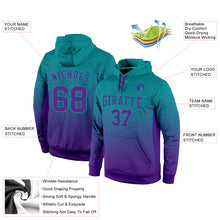 Laden Sie das Bild in den Galerie-Viewer, Custom Stitched Aqua Purple Fade Fashion Sports Pullover Sweatshirt Hoodie
