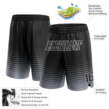 Load image into Gallery viewer, Custom Black Gray Pinstripe Fade Fashion Authentic Basketball Shorts
