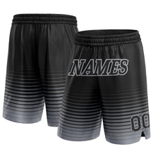 Load image into Gallery viewer, Custom Black Gray Pinstripe Fade Fashion Authentic Basketball Shorts
