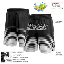 Load image into Gallery viewer, Custom Black White Pinstripe Fade Fashion Authentic Basketball Shorts
