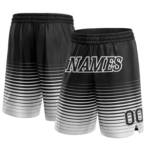 Custom Black White Pinstripe Fade Fashion Authentic Basketball Shorts