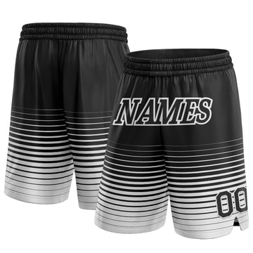 Custom Black White Pinstripe Fade Fashion Authentic Basketball Shorts