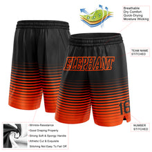 Load image into Gallery viewer, Custom Black Orange Pinstripe Fade Fashion Authentic Basketball Shorts
