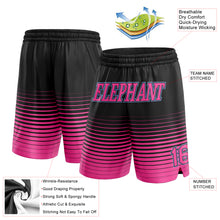 Load image into Gallery viewer, Custom Black Pink-Light Blue Pinstripe Fade Fashion Authentic Basketball Shorts
