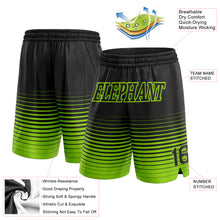 Load image into Gallery viewer, Custom Black Neon Green Pinstripe Fade Fashion Authentic Basketball Shorts
