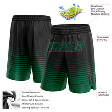 Load image into Gallery viewer, Custom Black Kelly Green Pinstripe Fade Fashion Authentic Basketball Shorts
