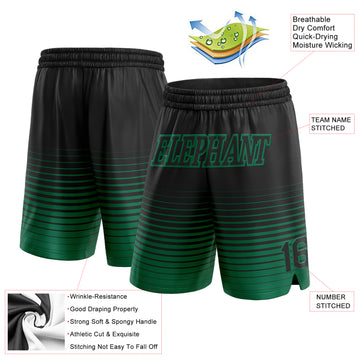 Custom Black Kelly Green Pinstripe Fade Fashion Authentic Basketball Shorts