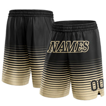 Load image into Gallery viewer, Custom Black Cream Pinstripe Fade Fashion Authentic Basketball Shorts
