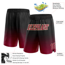 Load image into Gallery viewer, Custom Black Maroon-Cream Pinstripe Fade Fashion Authentic Basketball Shorts
