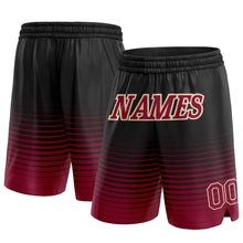 Load image into Gallery viewer, Custom Black Maroon-Cream Pinstripe Fade Fashion Authentic Basketball Shorts
