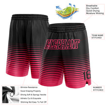 Load image into Gallery viewer, Custom Black Neon Pink Pinstripe Fade Fashion Authentic Basketball Shorts

