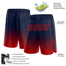 Laden Sie das Bild in den Galerie-Viewer, Custom Navy Red Pinstripe Fade Fashion Authentic Basketball Shorts
