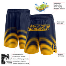Load image into Gallery viewer, Custom Navy Gold Pinstripe Fade Fashion Authentic Basketball Shorts
