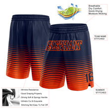 Laden Sie das Bild in den Galerie-Viewer, Custom Navy Orange Pinstripe Fade Fashion Authentic Basketball Shorts
