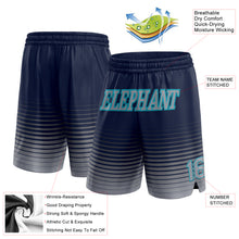 Load image into Gallery viewer, Custom Navy Gray-Teal Pinstripe Fade Fashion Authentic Basketball Shorts
