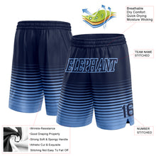 Load image into Gallery viewer, Custom Navy Light Blue Pinstripe Fade Fashion Authentic Basketball Shorts

