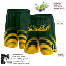 Laden Sie das Bild in den Galerie-Viewer, Custom Green Yellow Pinstripe Fade Fashion Authentic Basketball Shorts
