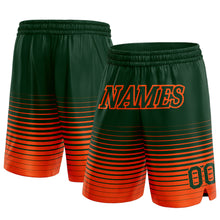 Laden Sie das Bild in den Galerie-Viewer, Custom Green Orange Pinstripe Fade Fashion Authentic Basketball Shorts
