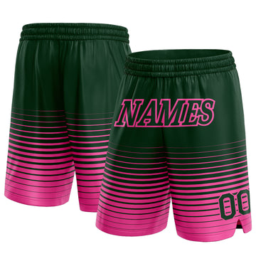 Custom Green Pink Pinstripe Fade Fashion Authentic Basketball Shorts