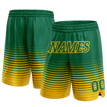 Laden Sie das Bild in den Galerie-Viewer, Custom Kelly Green Yellow Pinstripe Fade Fashion Authentic Basketball Shorts
