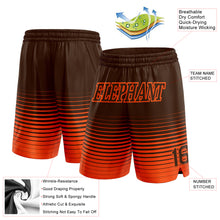 Laden Sie das Bild in den Galerie-Viewer, Custom Brown Orange Pinstripe Fade Fashion Authentic Basketball Shorts
