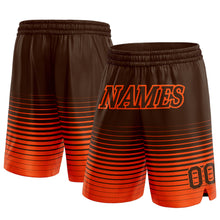 Laden Sie das Bild in den Galerie-Viewer, Custom Brown Orange Pinstripe Fade Fashion Authentic Basketball Shorts
