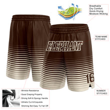 Load image into Gallery viewer, Custom Brown Cream Pinstripe Fade Fashion Authentic Basketball Shorts
