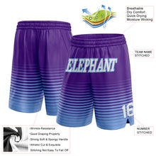 Load image into Gallery viewer, Custom Purple White-Light Blue Pinstripe Fade Fashion Authentic Basketball Shorts
