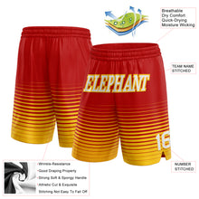 Load image into Gallery viewer, Custom Red White-Gold Pinstripe Fade Fashion Authentic Basketball Shorts
