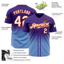 Загрузить изображение в средство просмотра галереи, Custom Purple White Light Blue-Orange Authentic Fade Fashion Baseball Jersey
