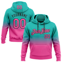 Загрузить изображение в средство просмотра галереи, Custom Stitched Aqua Pink-Black Fade Fashion Sports Pullover Sweatshirt Hoodie
