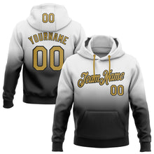 Load image into Gallery viewer, Custom Stitched White Old Gold-Black Fade Fashion Sports Pullover Sweatshirt Hoodie
